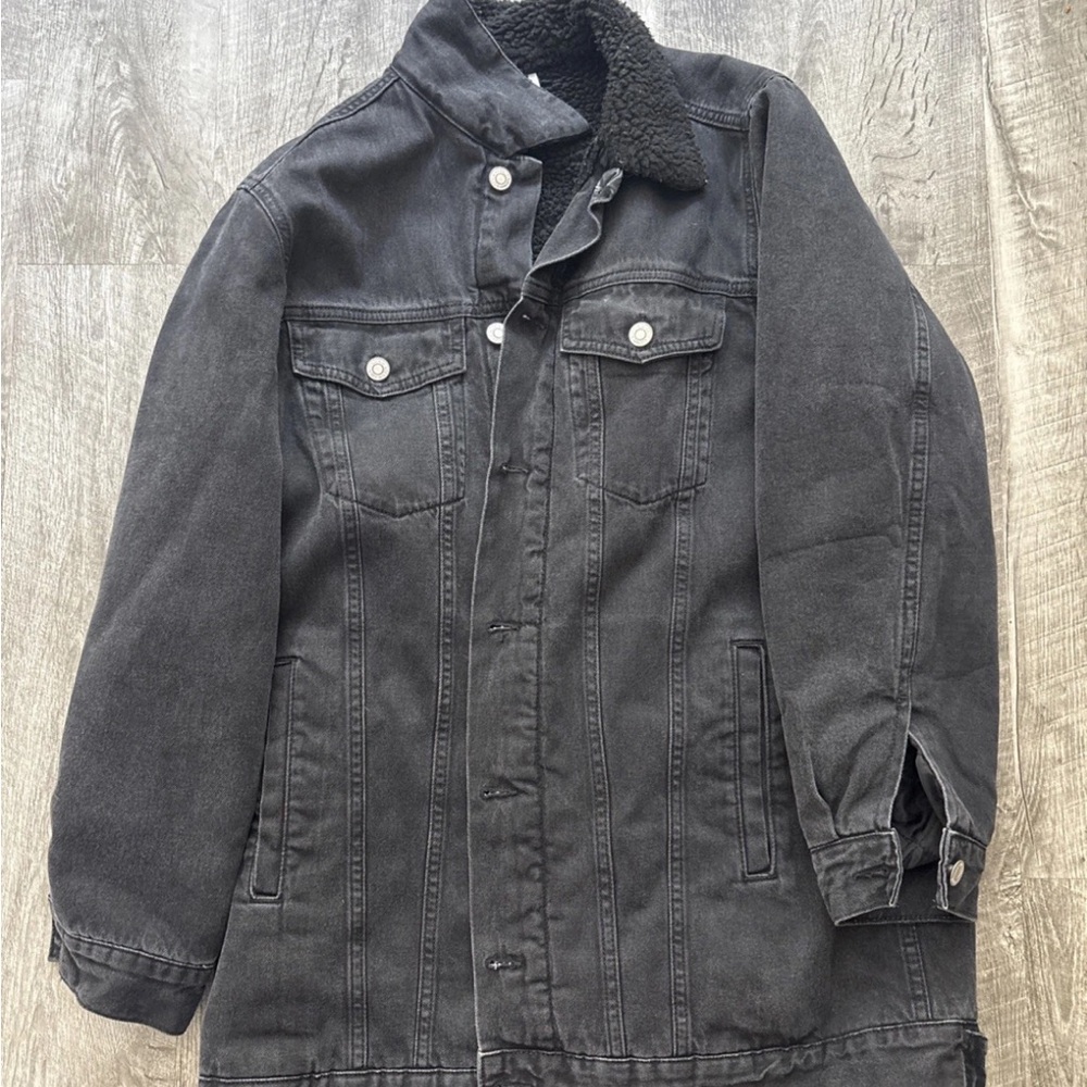 Black Denim Jacket with Sherpa Lining